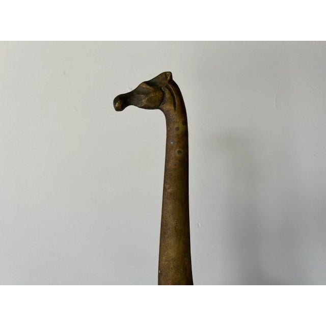1970s 70"s Vintage Art Handmade Solid Brass Giraffe Sculpture/ Sold For Sale - Image 5 of 13