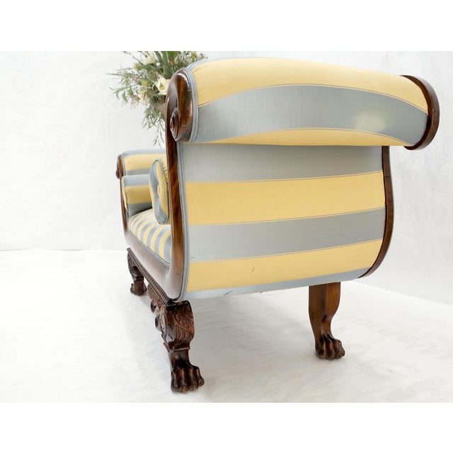 Traditional Mint Condition Empire Sofa Sette Loveseat Couch Fine Carved Details Lions Feet For Sale - Image 3 of 16