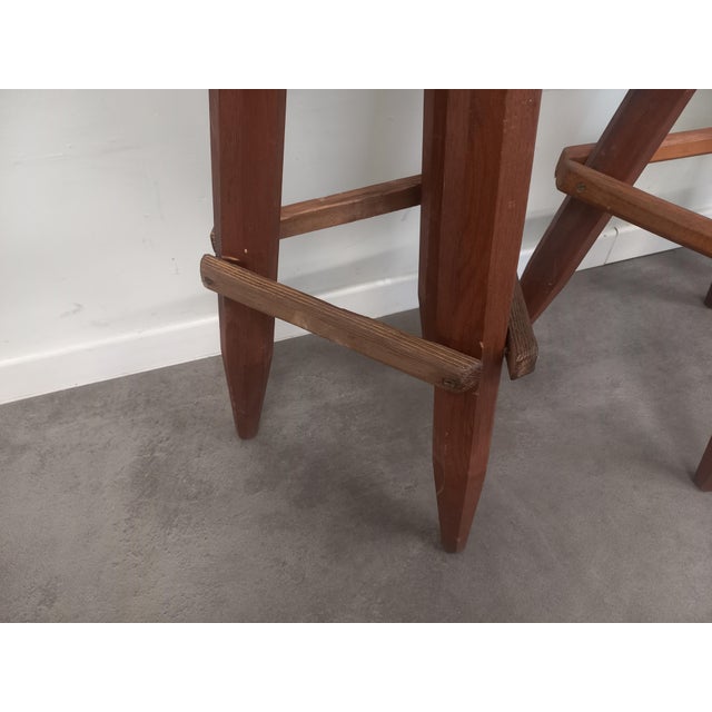Wood Brutalist Wood Stools, 1950s, Set of 4 For Sale - Image 7 of 18