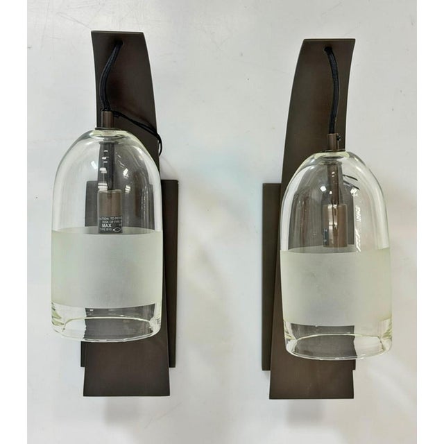 Pair of "Mateo" Wall Sconces by Marian Jamieson in Bronze & Smoked Glass For Sale In Los Angeles - Image 6 of 18