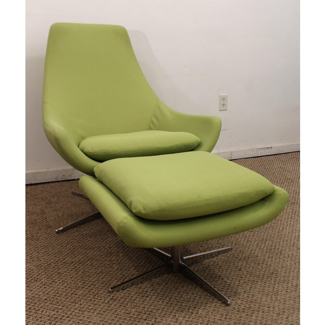 MidCentury Danish Modern Lime Green Swivel Lounge Chair & Ottoman Chairish