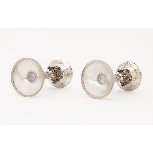 Michael Strauss Hammered Silver Candlesticks, Pair For Sale - Image 10 of 11