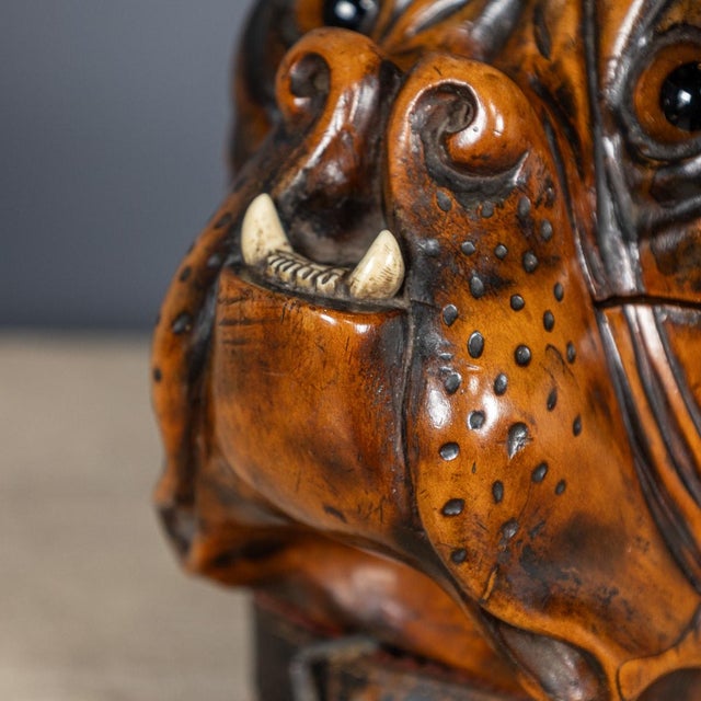 Brown Antique 19th Century Victorian Wood of Life Bulldog Tobacco Jar, 1890s For Sale - Image 8 of 18