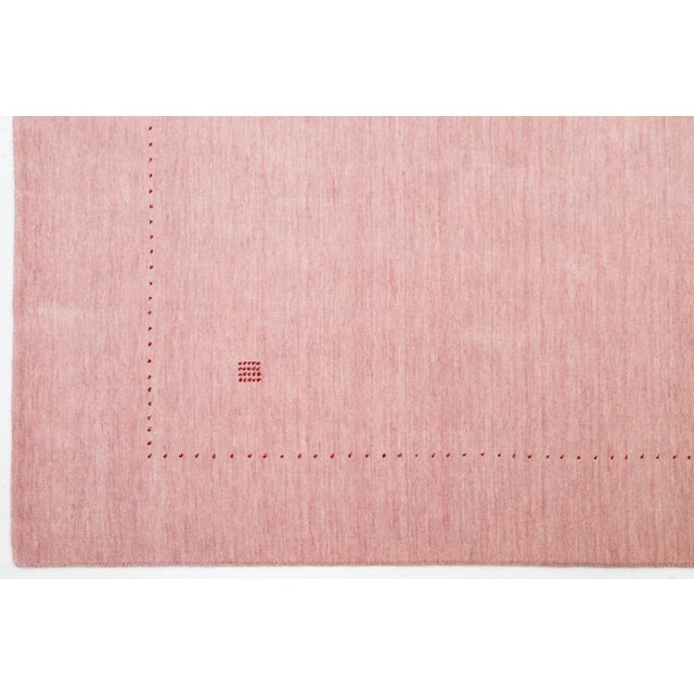 Room-Size Modern Minimalist Hand-Loomed Gabbeh Wool Rug in Pink For Sale - Image 9 of 10