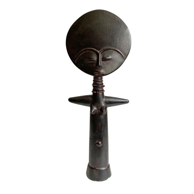 Abstract Vintage African Statue Ashanti or Asante "Akua'ba" Wooden Fertility Doll From Ghana For Sale - Image 3 of 4
