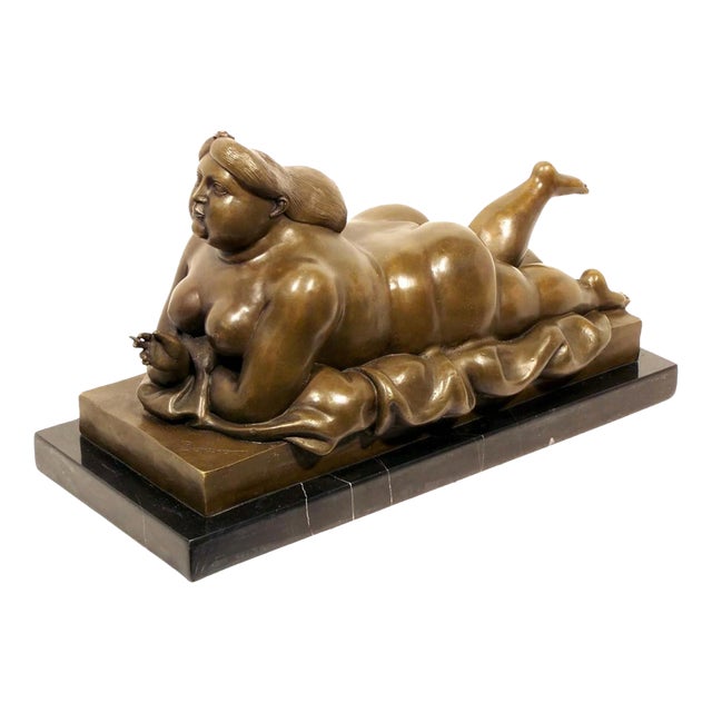 Nude Woman Smoking a Cigarette Sculpture, Bronze For Sale
