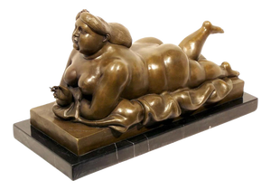 Nude Woman Smoking a Cigarette Sculpture, Bronze
