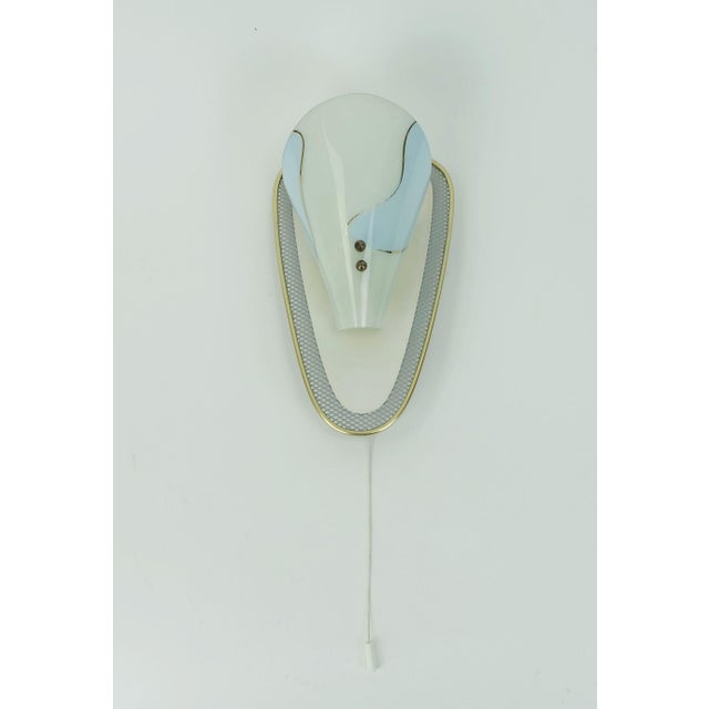 Metal Scone in Metal Mesh and Brass with Glass Shade, 1950s For Sale - Image 7 of 11