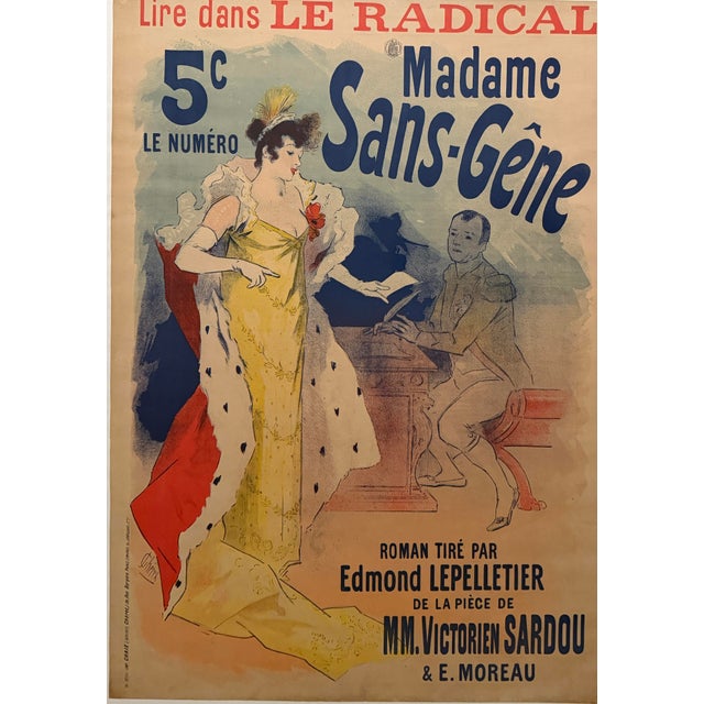 Late 19th Century Jules Chéret - Madame Sans-Gêne, Le Radical, French Belle Époque Lithograph Poster, 1894 For Sale - Image 5 of 8