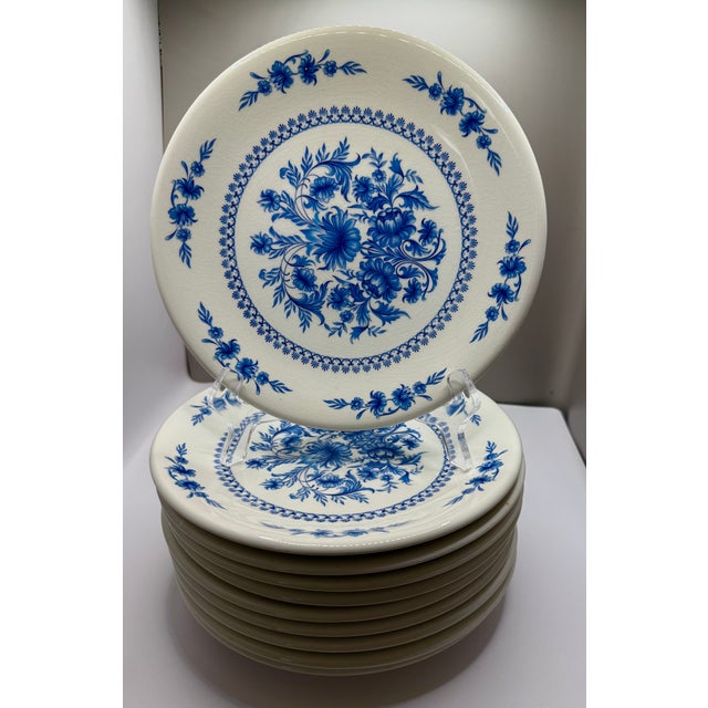 Late 20th Century Blue & White Sado Plates From Portugal - Set of 10 For Sale - Image 5 of 7