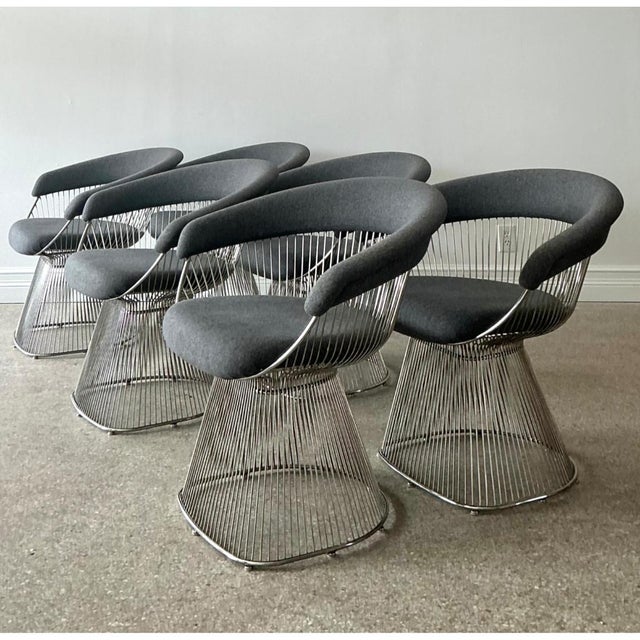 Vintage Platner Style Wire Dining Chairs - Set of 6 For Sale - Image 11 of 12