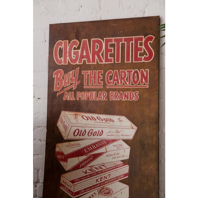 Art Deco Antique Hand-Painted Buy the Carton Sign For Sale - Image 3 of 8