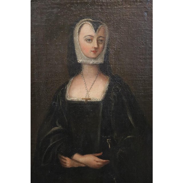 Black Young Renaissance Woman, 1700s, Oil on Canvas, Framed For Sale - Image 8 of 11