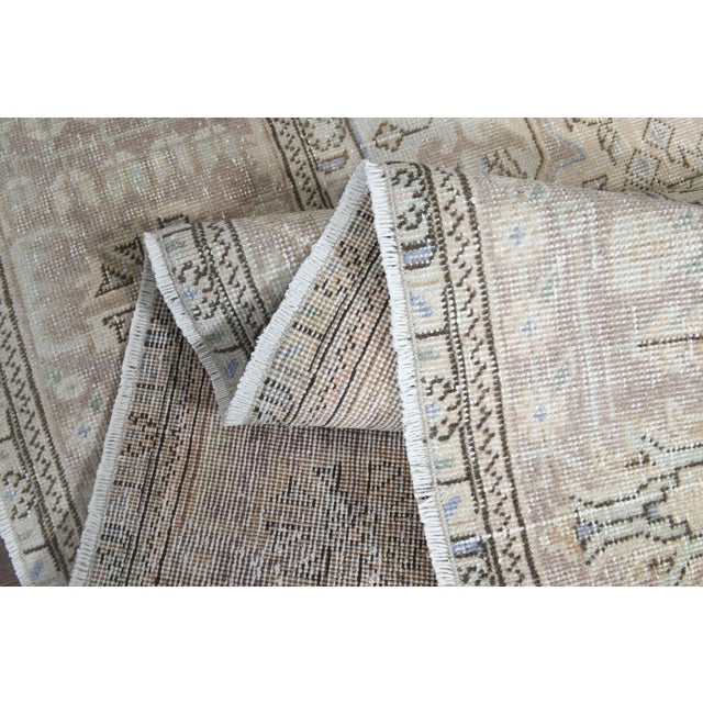 1970s Vintage Persian Handmade Wool Cotton Beige Area Rug For Sale - Image 4 of 11