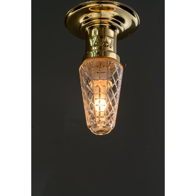Small Art Deco Ceiling Lamps with Cut Glass Shades, Vienna, Austria, 1920s, Set of 5 For Sale - Image 16 of 18