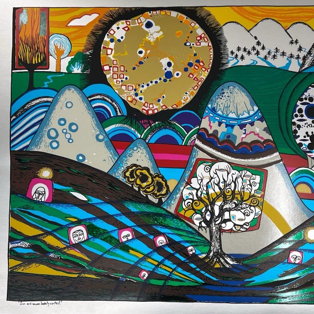 A vibrant 1972 hand-signed and numbered serigraph on reflective silver foil by Austrian master Helmut Kand. Part of the...