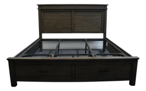 A-America Glacier Point Collection Solid New Zealand Pine King Size Bed W. Storage Footboard - Greystone Finish