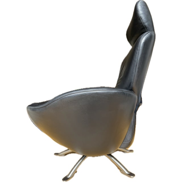 Black Leather Swivel Recliner Lounge Chair by Toshiyuki Kita for Cassina, Made in Italy For Sale - Image 16 of 18
