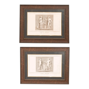 18th Century Pair of Antique Italian Mythological Engravings After Carattoni / Miliarini, Framed