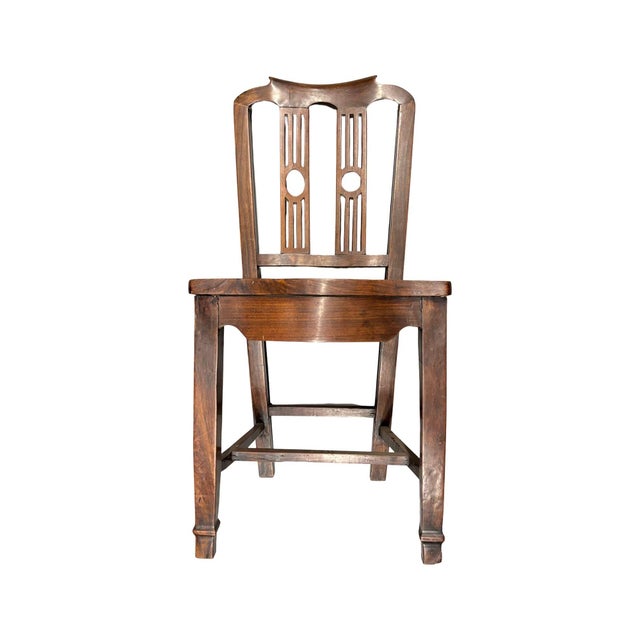 Early 20th Century English Hepplewhite Walnut Pierced Splats Harp Side Chair For Sale - Image 4 of 4