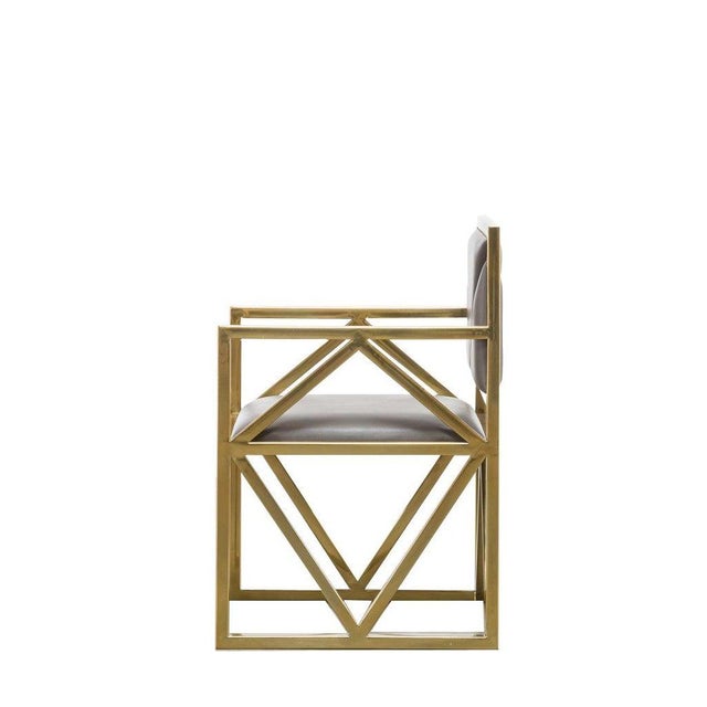 Contemporary Gray Leather X Arm Chair Chairish