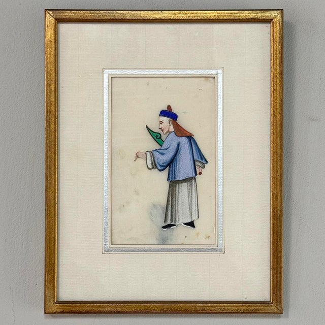 Set of Four Framed 18th Century Japanese Hand-Painted Figures For Sale In Dallas - Image 6 of 16