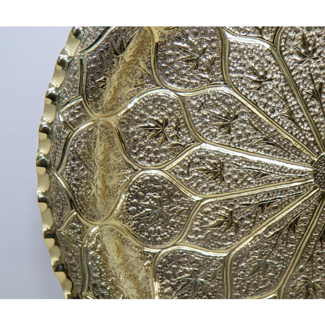 Metal Moroccan Brass Tray Moorish Islamic Metalwork 13 Inches Diameter For Sale - Image 7 of 12