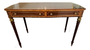 Theodore Alexander Mahogany Desk With Cast Brass Accents and Two Drawers