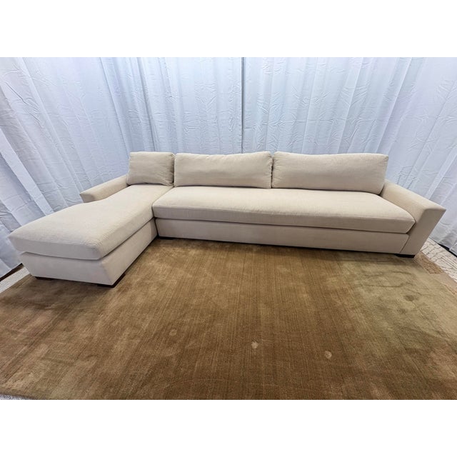 Contemporary Rh Restoration Hardware Maxwell Left-Arm Bench-Cushion Chaise Sectional (Classic Depth) For Sale - Image 3 of 18