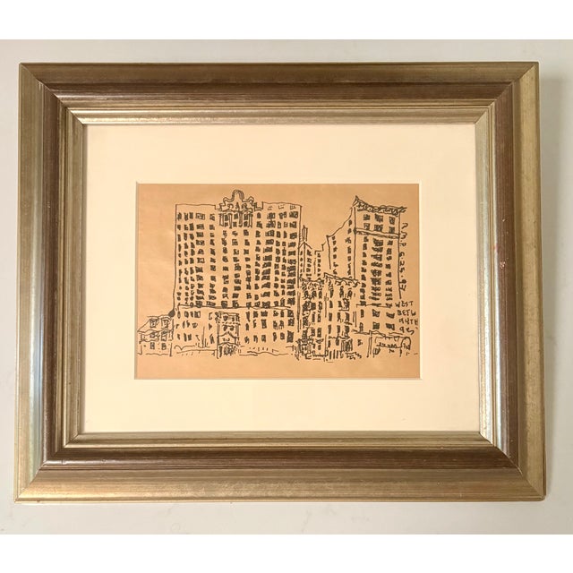 Postmodern 1990s Original Cityscape "Between W. 94th and 95th", Signed by Artist For Sale - Image 3 of 9