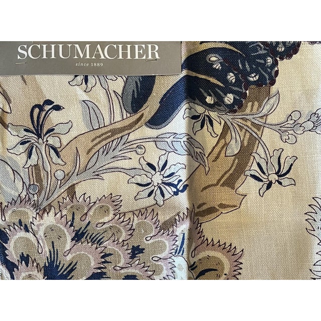 Schumacher Linen Accent Chair on Restored Vintage Ethan Allen Camille Bergere With Sapphire Velvet For Sale - Image 13 of 14