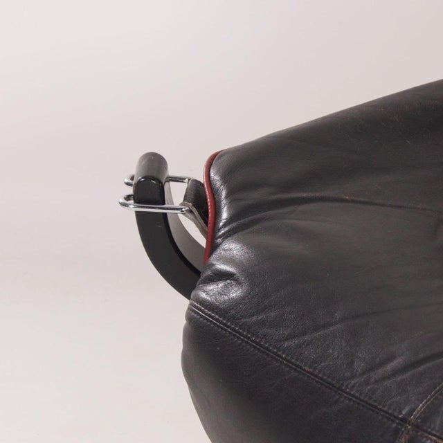 Falcon Chair in Black Leather by Sigurd Russel for Vatne Mobler, 1980s For Sale - Image 12 of 15