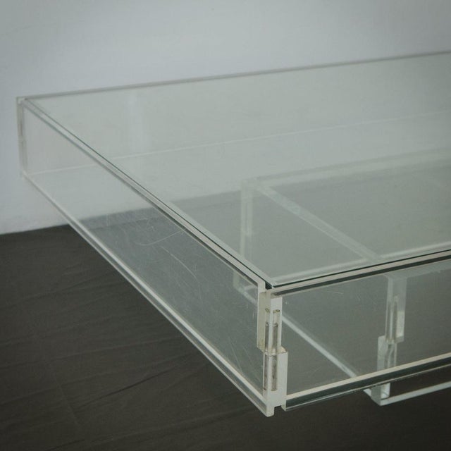 Large Modernist Glass and Acrylic Glass Coffee Table, 1970s For Sale - Image 11 of 18