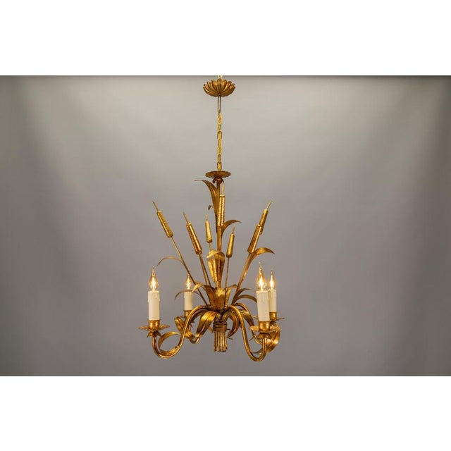 Mid-Century Hollywood Regency Chandelier with Cattail Motifs, 1950s For Sale - Image 18 of 18