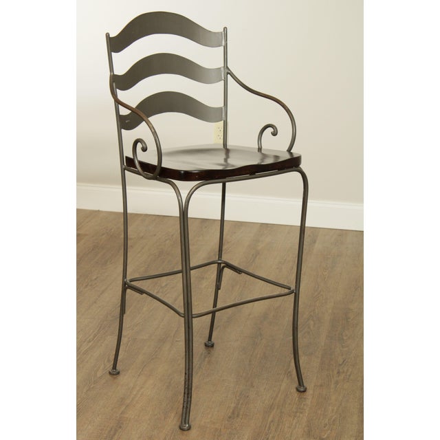 Ethan Allen "Legacy" French Country Style Set 4 Iron, Wood Seat Bar