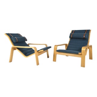Mid-Century Modern Pulkka Lounge Chairs by Ilmari Lappalainen for Asko, Finland, 1960s, Set of 2 For Sale