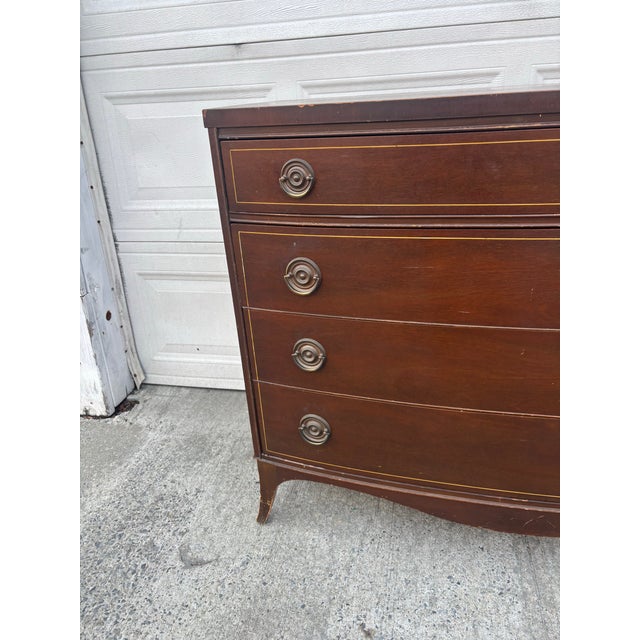 Antique Colonial Revival Dresser Early 1900s | Mahogany Four Drawer Chest With Federal Style Details | Classic American Antique Furniture For Sale - Image 10 of 12