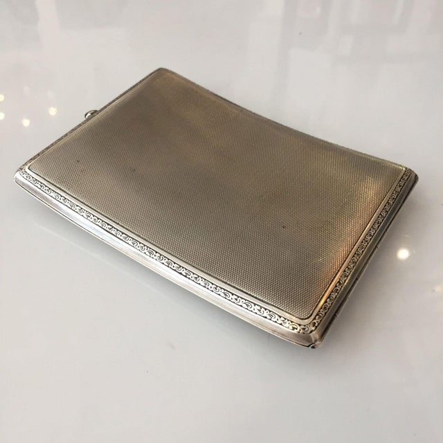 Metal 1920s Early Century Art Nouveau German Sterling Silver Cigarette Case With a Sapphire Stone For Sale - Image 7 of 9