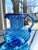 Glass Large Vintage Blue Swirl Glass Pitcher For Sale - Image 7 of 8