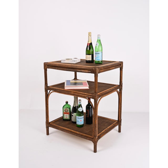 Mid-Century Bamboo and Rattan Shelf, Italy, 1960s For Sale - Image 9 of 15