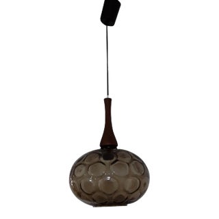 Vintage Ceiling Lamp with Smoked Elliptical Glass Shade, 1970s For Sale