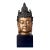 Mounted Asian Gold Buddha Head on Black Pedestal For Sale