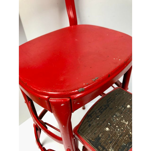 MidCentury Cosco Red Metal Kitchen Utility Stool Chairish