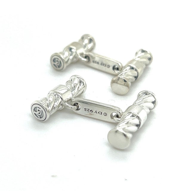 Traditional 1990s Pair of David Yurman Estate Men Cufflinks Sterling Silver For Sale - Image 3 of 8