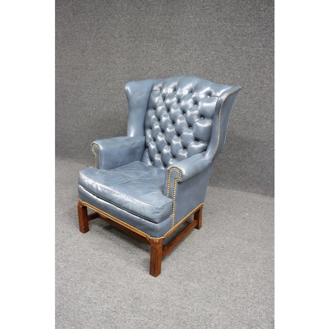 Mid 20th Century Leathercraft Tufted Wingback Chair For Sale - Image 5 of 10