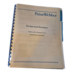 Rare 1988-1990 Paine Webber Internal Background Readings:Deriviative Products and Portfolio Trading Binder