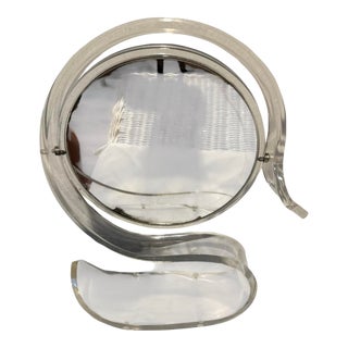 MCM Acrylic Two Sided Swan Shape Vanity Mirror With Magnification For Sale