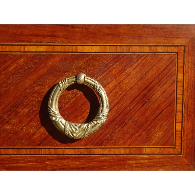Louis XVI Marquetry Chest of Drawers in Wood with Bronze and Marble For Sale - Image 6 of 18