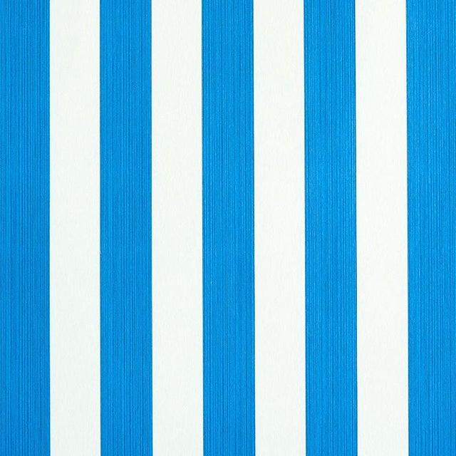 Schumacher Edwin Stripe Medium Wallpaper in Cobalt For Sale