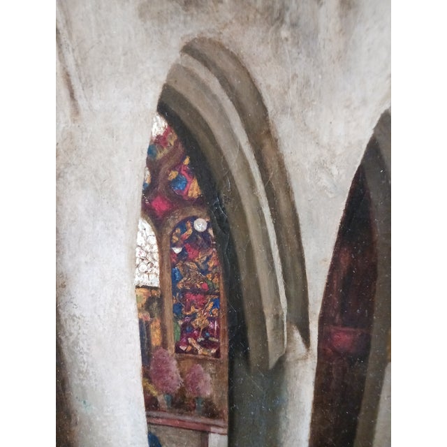 Late 19th Century Charles J. Bridgman Cathedral Interior Oil on Canvas 1876 Listed Artist For Sale - Image 5 of 7